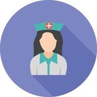 garota de uniforme de enfermeira plana ícone de sombra longa vetor