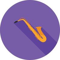 ícone de sombra longa plana de saxofone vetor