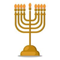 ilustração de menorá feliz hanukkah com velas de ouro. ícones em estilo cartoon. vetor de design simples.