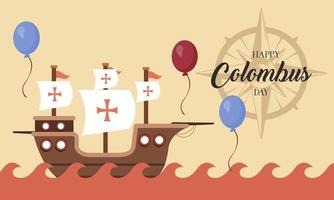 fundo plano de dia de colombo desenhado à mão vetor