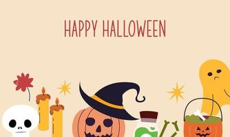 elementos gráficos para vetor de doodle de halloween. fundo de cartão de feliz dia das bruxas