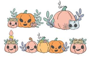 coleção de abóbora de halloween doodle fofo vetor