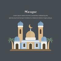 ilustração vetorial de construção de mesquita plana vetor