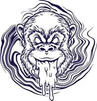 ilustrações vetoriais de silhueta trippy de cabeça de macaco para seu logotipo de trabalho, camiseta de mercadoria de mascote, adesivos e designs de etiquetas, pôster, cartões de saudação, empresa de negócios de publicidade ou marcas. vetor