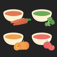 sopa de bebê cenoura abóbora brócolis tomate ilustração vetorial vetor