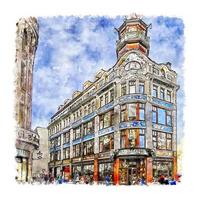 leipzig alemanha esboço em aquarela ilustração desenhada à mão vetor