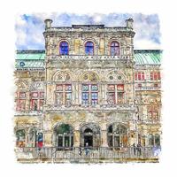 viena áustria esboço em aquarela ilustração desenhada à mão vetor