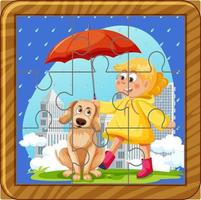 modelo de jogo de quebra-cabeça de foto de menina e cachorro 12908245 Vetor  no Vecteezy