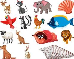 conjunto de vários desenhos animados de animais vetor