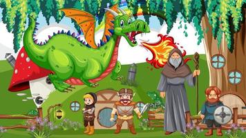 personagens de desenhos animados folclóricos de fantasia na floresta vetor