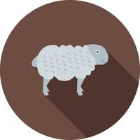 ícone de sombra longa plana de ovelhas vetor
