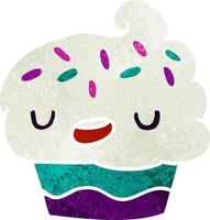 kawaii cartoon retrô de um cupcake fofo vetor