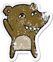 vinheta angustiada de um urso de desenho animado mostrando os dentes vetor