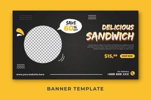 modelo de banner de comida de sanduíche delicioso vetor