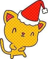 desenho de natal do gato kawaii vetor