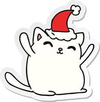 desenho de adesivo de natal de gato kawaii vetor
