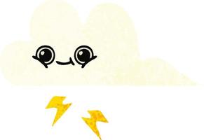 nuvem de tempestade de desenhos animados de estilo de ilustração retrô vetor