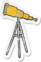 adesivo retrô angustiado de um telescópio de desenho animado vetor