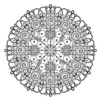 padrão circular em forma de mandala para henna, mehndi, tatuagem, decoração. ornamento decorativo em estilo oriental étnico. página do livro para colorir. vetor