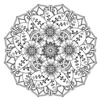 padrão circular em forma de mandala para henna, mehndi, tatuagem, decoração. ornamento decorativo em estilo oriental étnico. página do livro para colorir. vetor