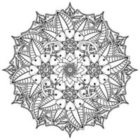 padrão circular em forma de mandala para henna, mehndi, tatuagem, decoração. ornamento decorativo em estilo oriental étnico. página do livro para colorir. vetor