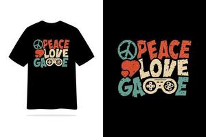design de camiseta de estilo vintage de jogo de amor de paz vetor