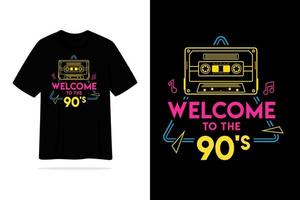 bem-vindo ao design de camiseta de música retrô dos anos 90 vetor