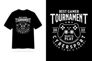 melhor design de camiseta de cybersport de torneio gamer vetor