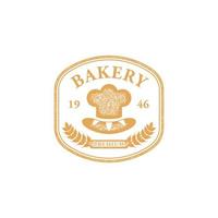 emblema de logotipo de crachá de chef de padaria antigo estilo de textura vintage vetor