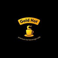 ícone de logotipo de café de xícara de ouro quente com cor premium gradiente de ouro para loja de bebidas de café premium vetor