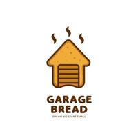logotipo de padaria de pão de garagem estilo de vetor engraçado arredondado simples único
