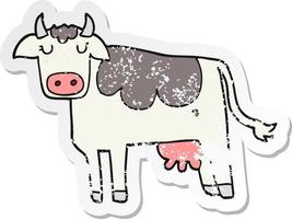 vinheta angustiada de uma vaca de desenho animado vetor