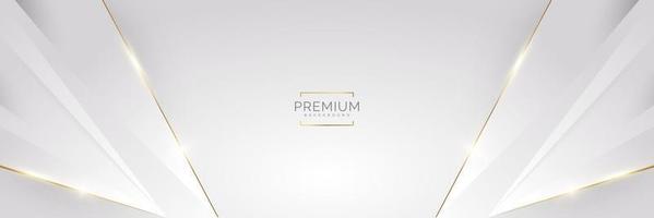 fundo branco e dourado de luxo com linhas douradas e estilo de corte de papel. fundo cinza e dourado premium para prêmio, indicação, cerimônia, convite formal ou design de certificado vetor