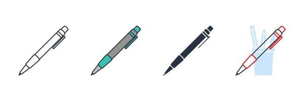 caneta ícone logotipo ilustração vetorial. modelo de símbolo de caneta de assinatura para coleção de design gráfico e web vetor