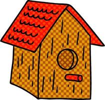 doodle dos desenhos animados de uma casa de pássaros de madeira vetor