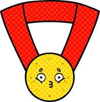 medalha de ouro dos desenhos animados de estilo de quadrinhos vetor