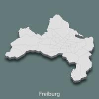 3d mapa isométrico de freiburg é uma cidade da alemanha vetor