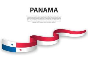 acenando a fita ou banner com bandeira do panamá vetor