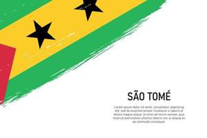 fundo de traçado de pincel estilo grunge com bandeira de são tomé vetor