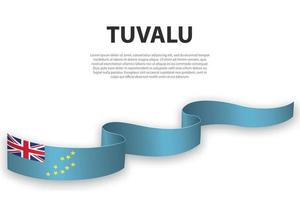 acenando a fita ou banner com bandeira de tuvalu vetor