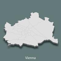 3d mapa isométrico de viena é uma cidade da áustria vetor