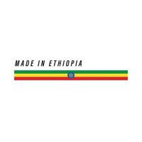 feito na Etiópia, crachá ou etiqueta com bandeira isolada vetor