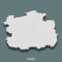 3d mapa isométrico de lodz é uma cidade da polônia vetor