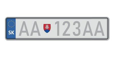 placa do carro. licença de matrícula de veículos da eslováquia vetor