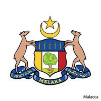 brasão de armas de malaca é uma região da Malásia. emblema vetorial vetor