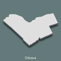 3d mapa isométrico de ottawa é uma cidade do canadá vetor