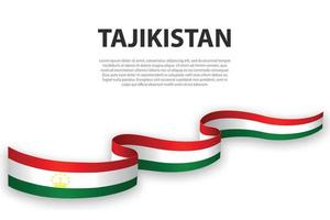 acenando a fita ou banner com bandeira do tajiquistão vetor