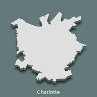 mapa 3d isométrico de charlotte é uma cidade dos estados unidos vetor