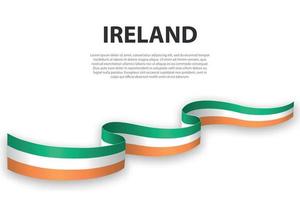 acenando a fita ou banner com bandeira da irlanda. vetor