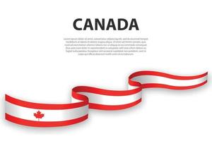acenando a fita ou banner com bandeira do canadá vetor